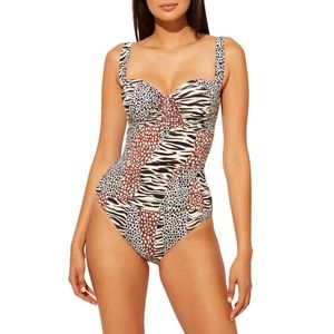 Bleu Rod Beattie Black and White Animal Print One-Piece Swimsuit